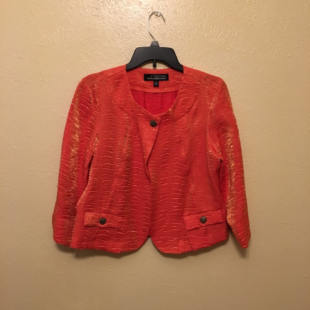 Iridescent Orange Cropped Blazer